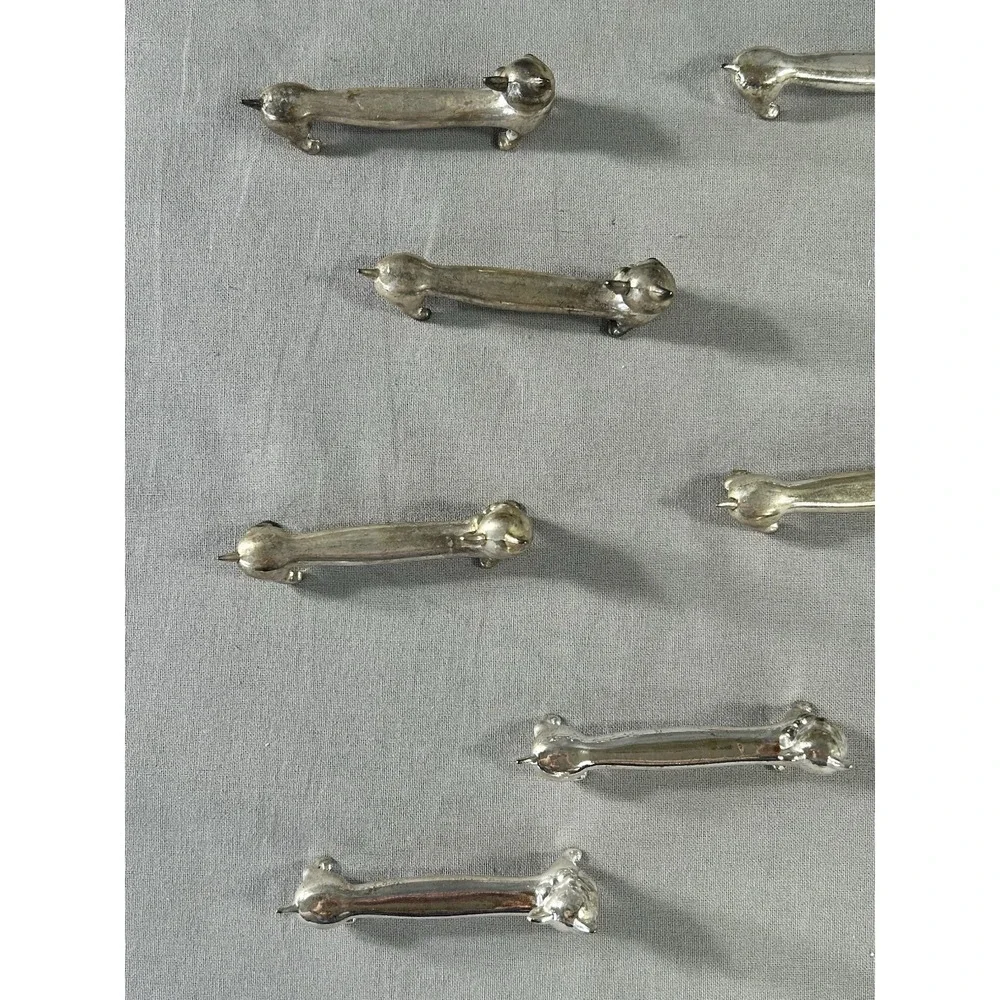 vintage silver-plated cat-shaped knife rests lot 12 Holiday Whimsical Art Deco
